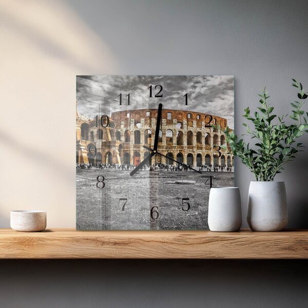 Skleněné hodiny na stěnu Koloseum zskc-30x30-00175816