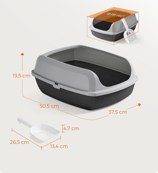 SONGMICS Kočičí toaleta Serios 50,5 cm šedá