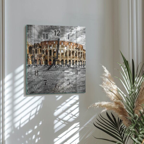 Skleněné hodiny na stěnu Koloseum zskc-30x30-00175816