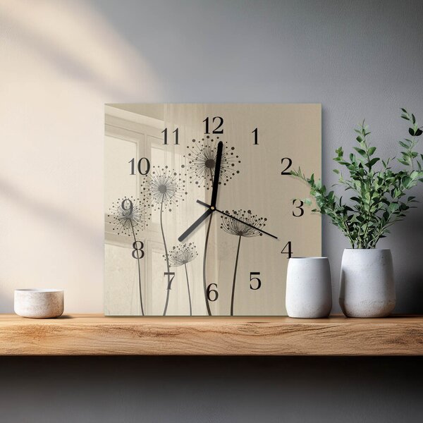 Skleněné hodiny na stěnu Květiny zskc-30x30-00175819