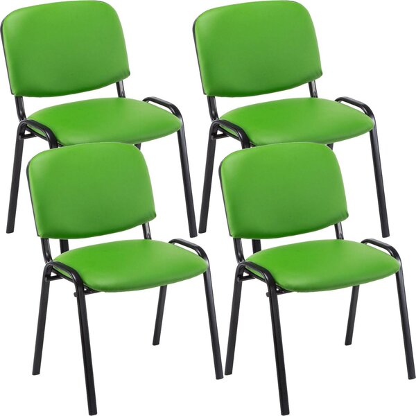 4x Stohovatelná konferenční židle Ken koženka - Zelená