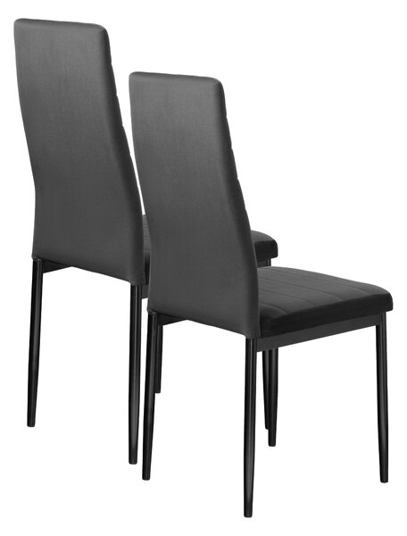 FURNIFY® Sada 2 jídelních židlí HYGGE | Pohodlná sametová židle do kuchyně a jídelny | Černá barva