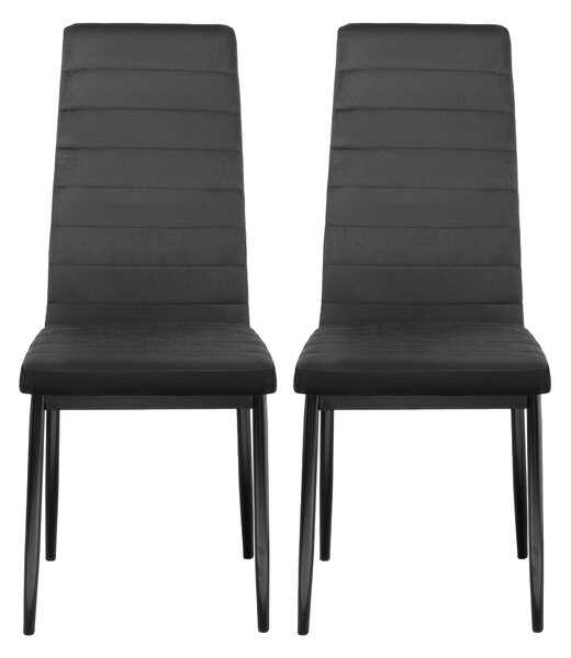 FURNIFY® Sada 2 jídelních židlí HYGGE | Pohodlná sametová židle do kuchyně a jídelny | Černá barva