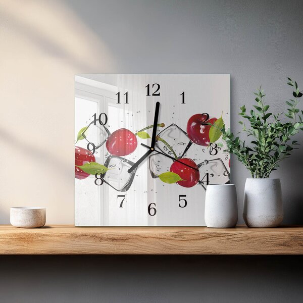 Skleněné hodiny na stěnu Třešňová zmrzlina zskc-30x30-00175823