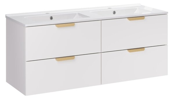 Comad Závěsná skříňka Aster Lava se zápustnými umyvadly 120 cm bílá
