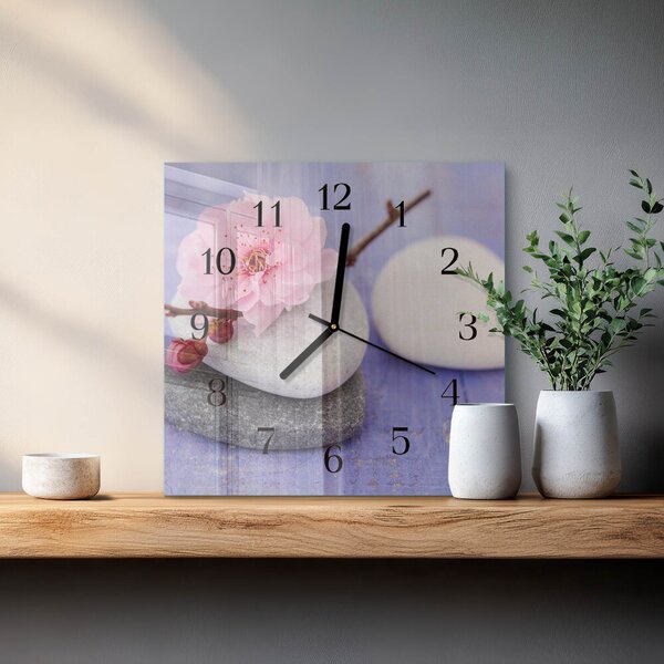 Skleněné hodiny na stěnu Kameny zskc-30x30-00175831