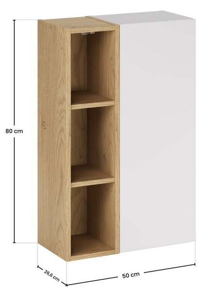 Comad Závěsná koupelnová skříňka Aster 50 cm bílá/dub cremona