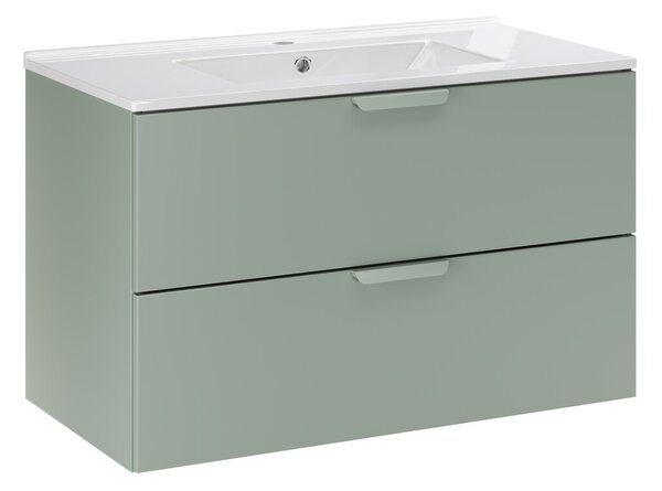Comad Závěsná skříňka Aster Lava se zápustným umyvadlem 80 cm zelená/bílá