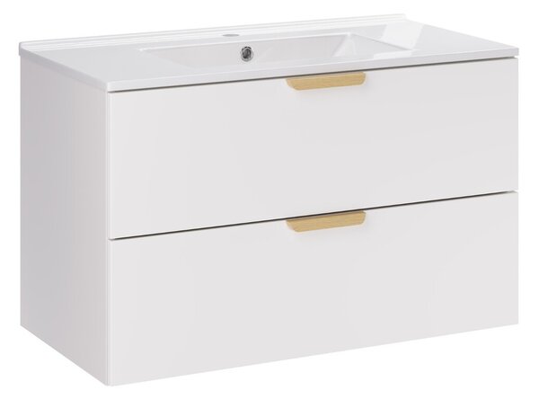 Comad Závěsná koupelnová skříňka Aster Lava se zápustným umyvadlem 80 cm bílá