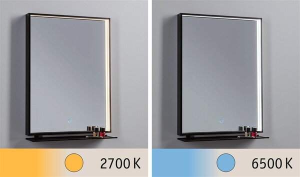 P 71093 LED zrcadlo s osvětlením Miro IP44 měnitelná bílá 230V 11W zrcadlo/černá mat - PAULMANN