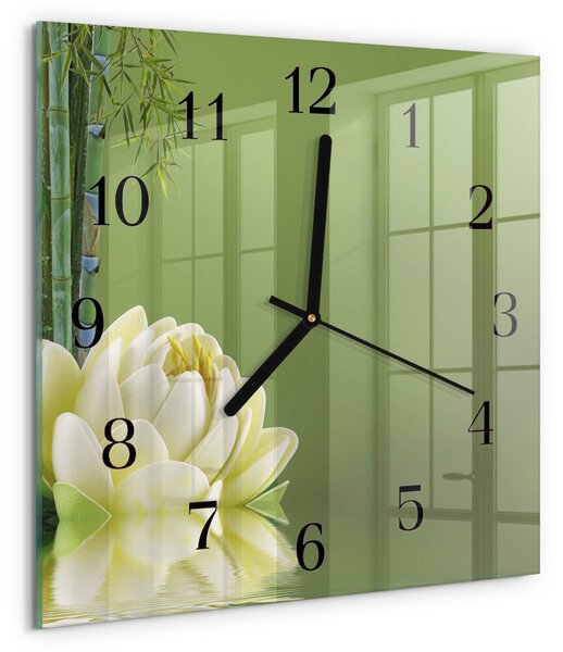 Skleněné hodiny na stěnu Lilie zskc-30x30-00175863