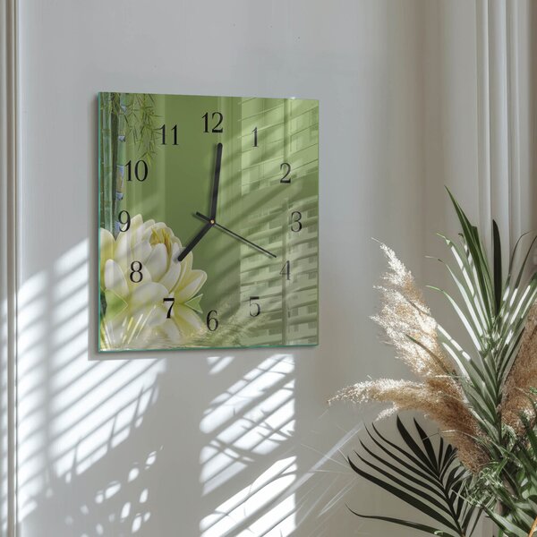 Skleněné hodiny na stěnu Lilie zskc-30x30-00175863