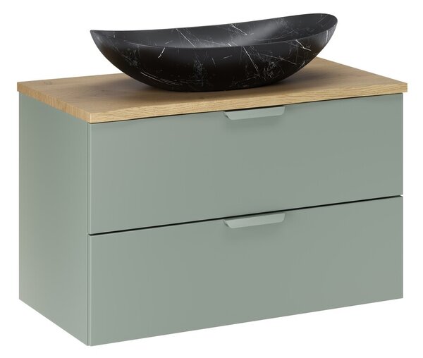 Comad Závěsná skříňka Aster Lena s umyvadlem 80 cm zelená/dub cremona