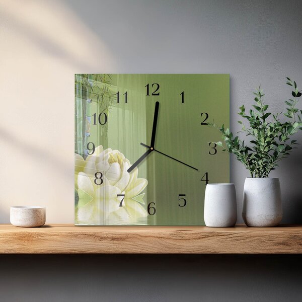 Skleněné hodiny na stěnu Lilie zskc-30x30-00175863