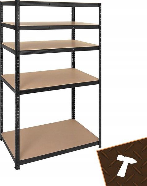 Bigstren 27510 Kovový skladovací regál, 5 polic, 180 x 100 x 60 cm, 1000 kg, černý