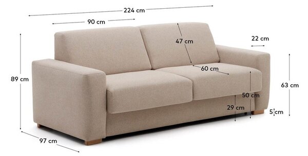Béžová rozkládací pohovka 224 cm Anley – Kave Home