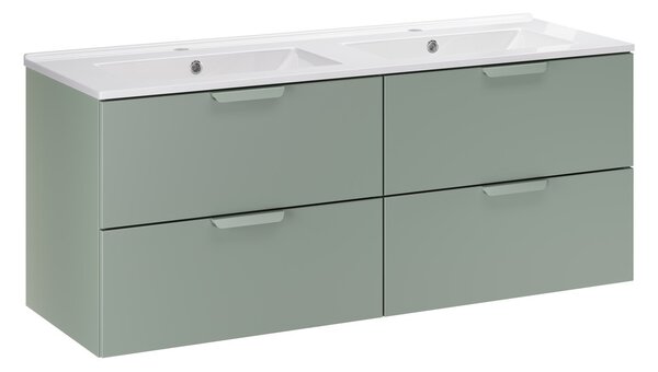 Comad Závěsná skříňka Aster Lava se zápustnými umyvadly 120 cm zelená/bílá