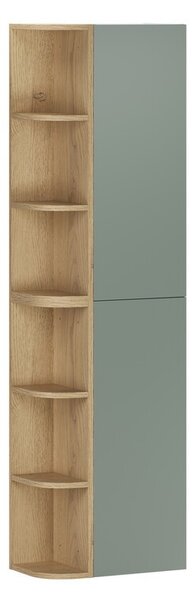 Comad Závěsná vysoká koupelnová skříňka Aster I 160 cm zelená/dub cremona