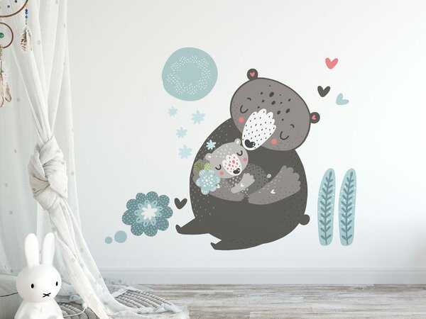 FUGU Přemístitelné eko samolepky - Máma a mimi medvídě Rozměr: velikost L medvědi 70 x 88 cm, celý cca motiv 127 x 99 cm