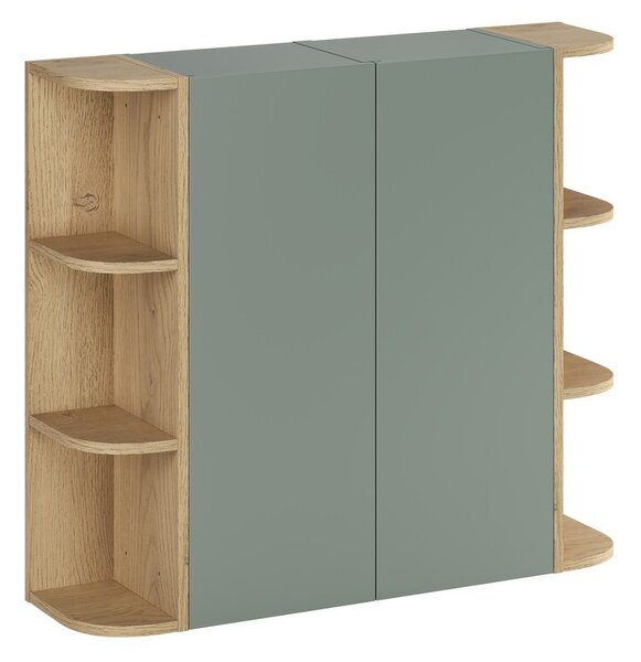 Comad Závěsná vysoká koupelnová skříňka Aster I 160 cm zelená/dub cremona