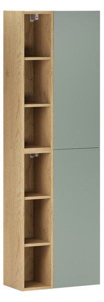Comad Závěsná vysoká koupelnová skříňka Aster II 160 cm zelená/dub cremona