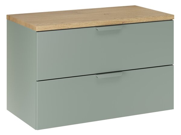 Comad Závěsná skříňka pod umyvadlo Aster s deskou 80 cm zelená/dub cremona