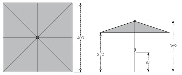 Slunečník DOPPLER Telestar 400 x 400 cm červená