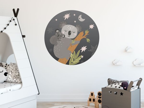 FUGU Samolepka na zeď kruh - Máma a mimi koala Rozměr: Velký kruh 90 cm