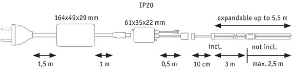 P 71115 MaxLED 1000 LED Strip Full-Line COB základní sada 3m 25,5W 1200lm/m 673LEDs/m měnitelná bílá 50VA - PAULMANN