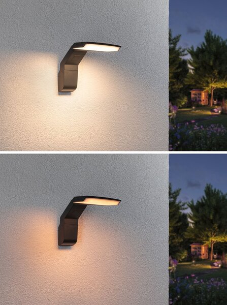 P 94827 LED venkovní nástěnné svítidlo Zenera neláká hmyz a IP44 150x194mm 2200 - 3000K 10W 230V antracit kov - PAULMANN