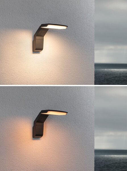 P 94827 LED venkovní nástěnné svítidlo Zenera neláká hmyz a IP44 150x194mm 2200 - 3000K 10W 230V antracit kov - PAULMANN