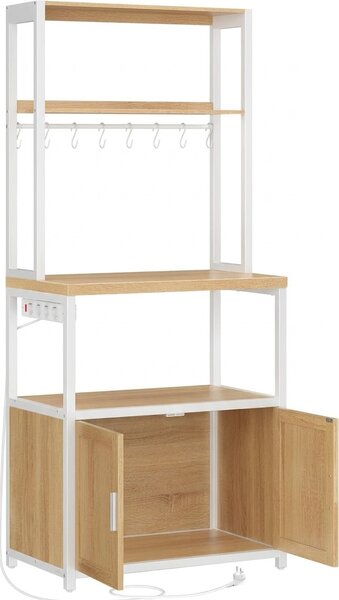 SONGMICS Kuchyňský regál Vasagle Nori 60 cm se zásuvkou bílý/hnědý