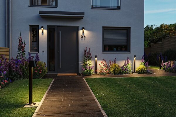 P 94862 LED venkovní nástěnné svítidlo Caissa pohybové čidlo HF senzor IP44 105x127mm 3000K 9W 230V 65° antracit hliník - PAULMANN