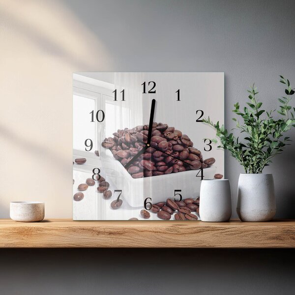 Skleněné hodiny na stěnu Kávová zrna zskc-30x30-00175873