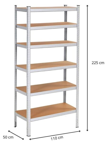 Kovový regál 225x110x50 cm, 6 polic SPRINGOS HA5213
