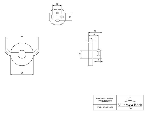 Villeroy & Boch Elements Tender věšák na ručník chrom TVA15101200061