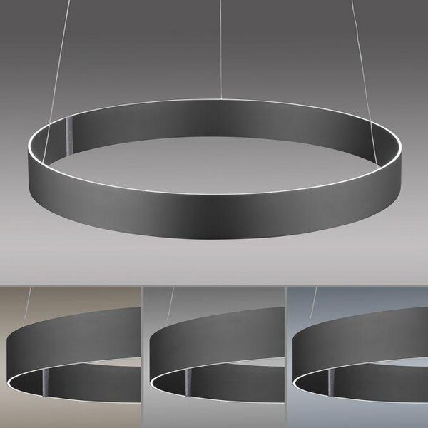 Paul Neuhaus Závěsné LED svítidlo PURE E-Clipse, 53W, ø 70 cm, 2700-5000K, elektricky nastavitelná výška Barva: Mystická šedá