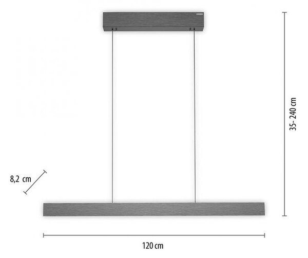 Paul Neuhaus Závěsné LED svítidlo PURE-E-MOTION, 45W, d. 120 cm, 2700-5000K, elektricky nastavitelná výška Barva: Platina