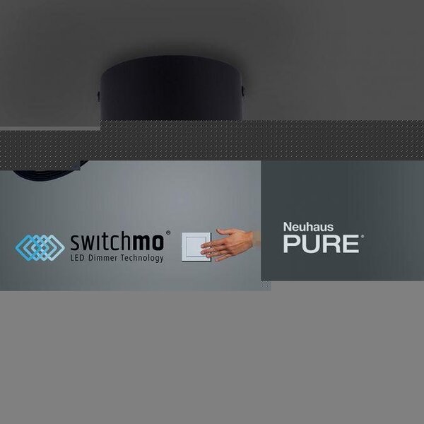 PN 6451-18 Paul Neuhaus LED stropní bodové svítidlo PURE-NOLA černá 1 ramenné otočné stmívatelné krokově stmívatelné 3000K - PAUL NEUHAUS