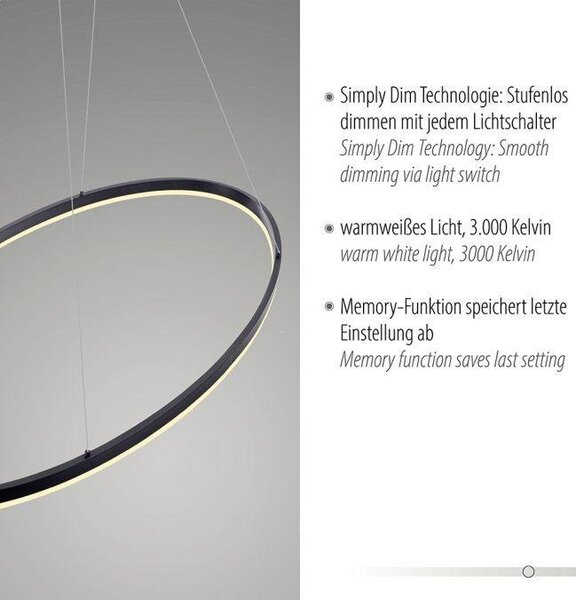 Paul Neuhaus Závěsné LED svítidlo TITUS, 65W, ø 118 cm, 3000K stmívatelné