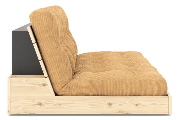 Manšestrová rozkládací pohovka ve světle hnědo-hořčicové barvě 196 cm Base – Karup Design