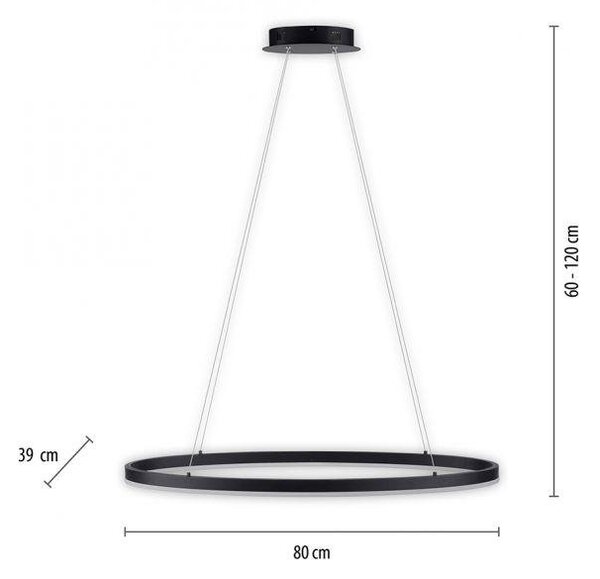 Paul Neuhaus Závěsné LED svítidlo TITUS, 43W, ø 80 cm, 3000K stmívatelné