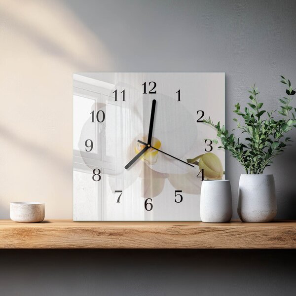 Skleněné hodiny na stěnu Orchidej zskc-30x30-00175879
