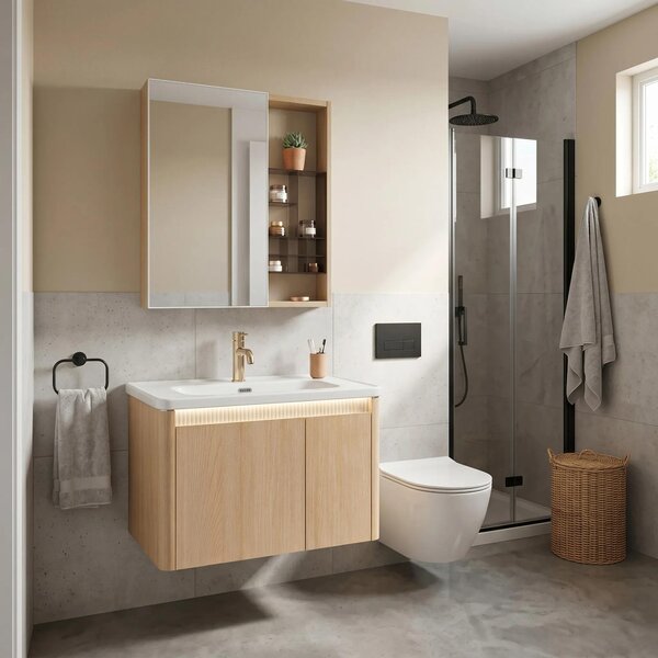 Rea Sada Koupelnového Nábytku S Umyvadlem De07-70 Oak 70cm