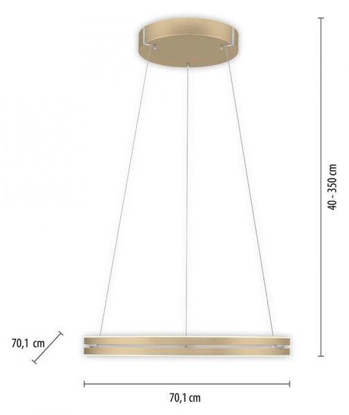Paul Neuhaus Závěsné LED svítidlo PURE E-Loop, 53W, ø 70,1 cm, 2700-5000K, elektricky nastavitelná výška Barva: Mystická šedá