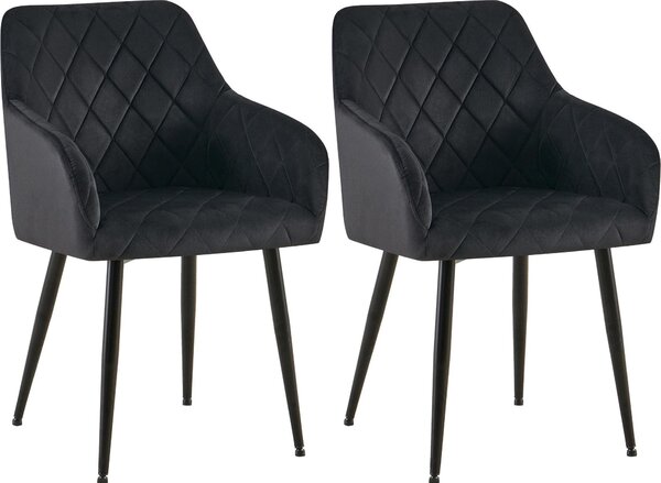 Set 2 jídelních židlí Monett G - samet, zlatý rám - tmavě modrá