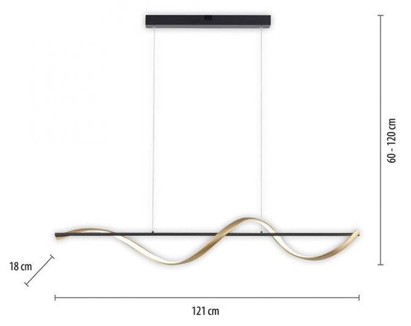 Paul Neuhaus Závěsné LED svítidlo Q-SWING, 28W, d. 121 cm, CCT 2700-5000K Barva: Antracit