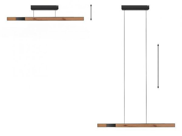 Paul Neuhaus LED závěsné svítidlo PURE-MOTO-RISE elektricky nastavitelná výška + šířka / dotykové 2700-5000K dub/černá perleť, d.200cm