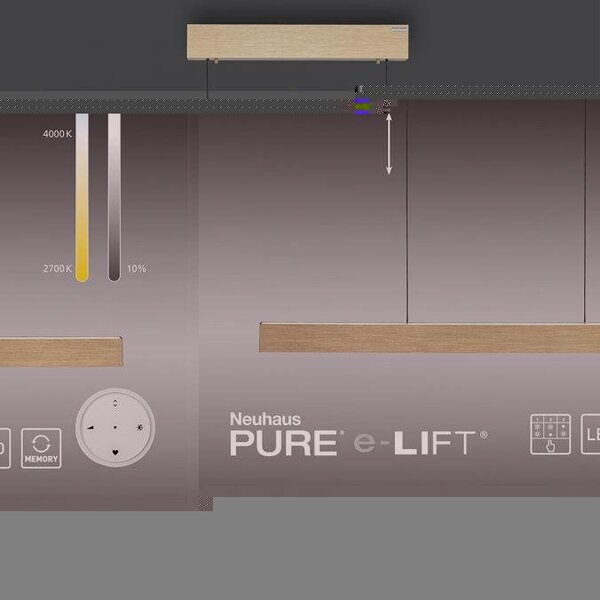 Paul Neuhaus Závěsné LED svítidlo PURE-E-MOTION, 45W, d. 120 cm, 2700-5000K, elektricky nastavitelná výška Barva: Platina