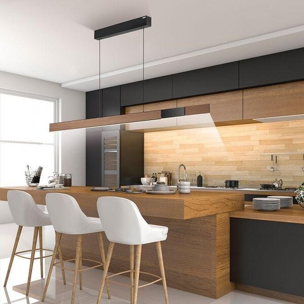 Paul Neuhaus LED závěsné svítidlo PURE-MOTO-RISE elektricky nastavitelná výška + šířka / dotykové 2700-5000K dub/černá perleť, d.200cm